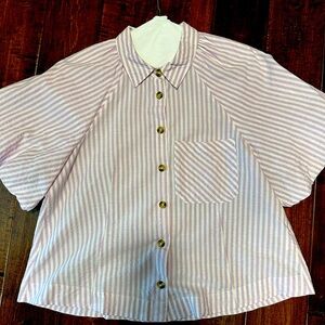 Anthropologie puff sleeve button up top